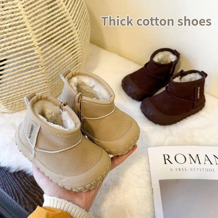 冬季加绒高帮学步鞋0-2岁男女宝宝加绒加厚锁温婴幼儿学步鞋