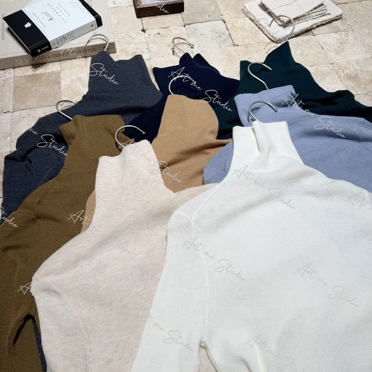 【ART ME】完美比例感一体机修身版型实穿性强纹理高领上衣w24464