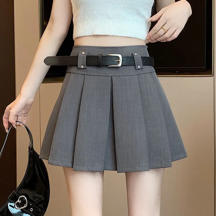 灰色百褶短裙女夏西装小个子短裙短裤女款爆款2025新款