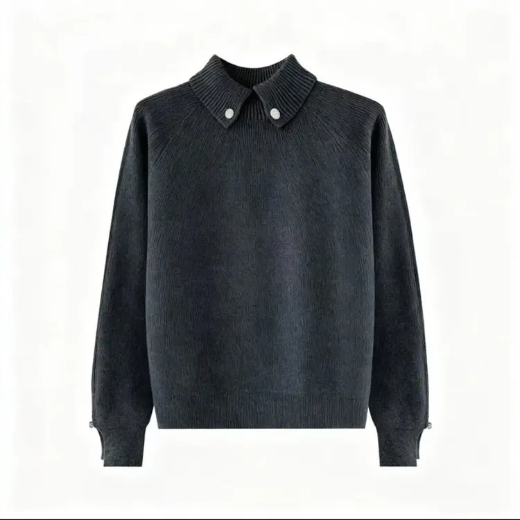 （G736）2025冬季新款高级感翻领毛衣女宽松显瘦时间打底针织衫上衣