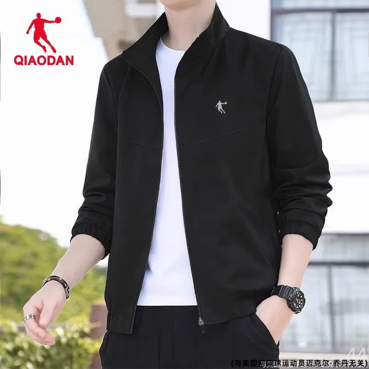 乔丹运动外套男装2025秋冬季新款黑色休闲上衣夹克户外跑步健身服
