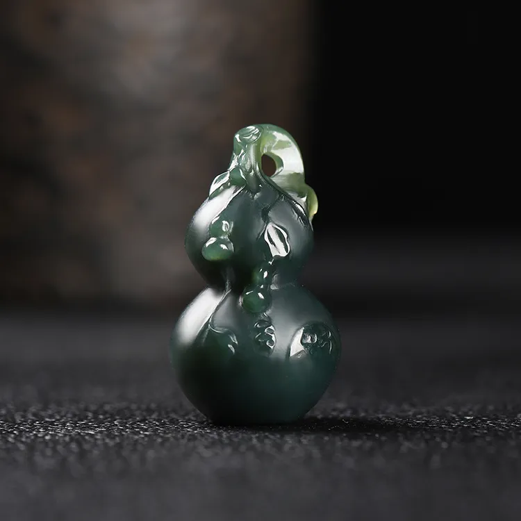 天然和田玉塔青玉葫芦福禄双全多子多福男女款吊坠一细精雕配证书