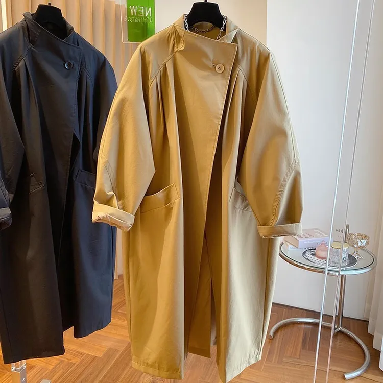 欧货轻奢高级感气质立领春季氛围感穿搭宽松休闲长款风衣外套女潮