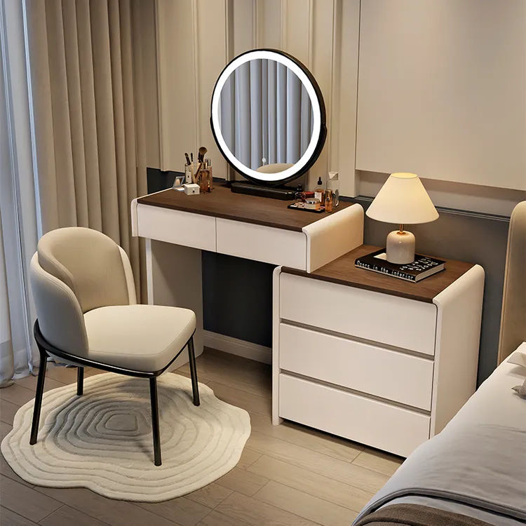 全实木梳妆台意式极简斗柜一体高级感卧室简约现代2024新款化妆桌