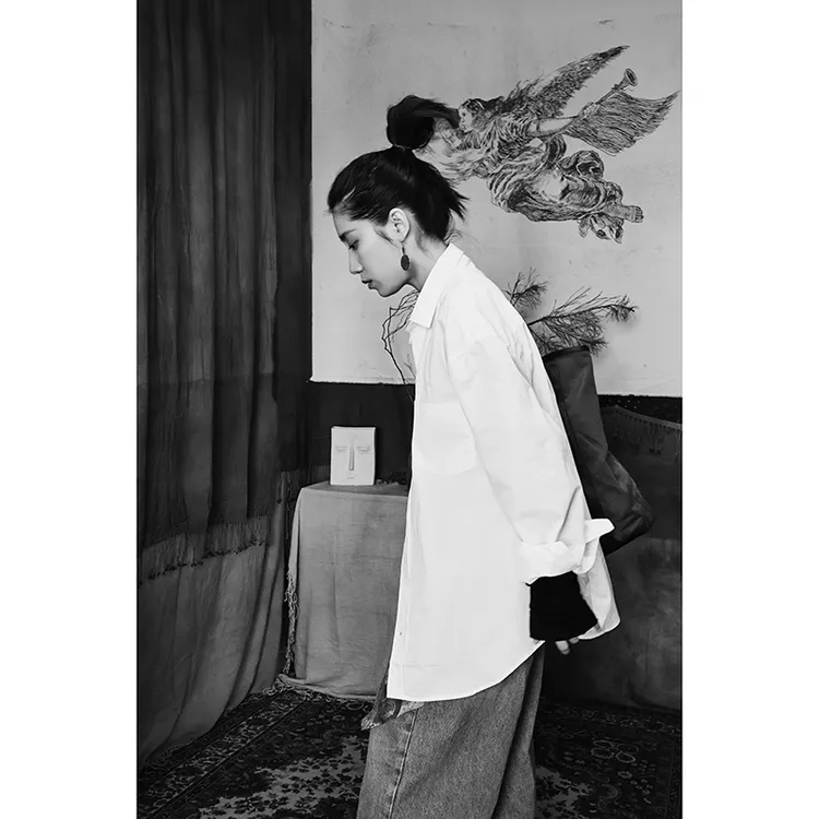 封面是白 「同桌的你」纯棉宽松衬衫 外穿 oversize衬衣
