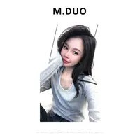 M.DUO （深圳货）时尚设计感拼色显瘦百搭U领长袖休闲打底上衣3227