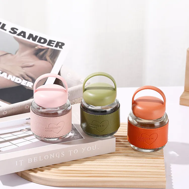 【味之居】胖胖手提玻璃水杯便携简约夏季饮料杯透明女生小容量水杯