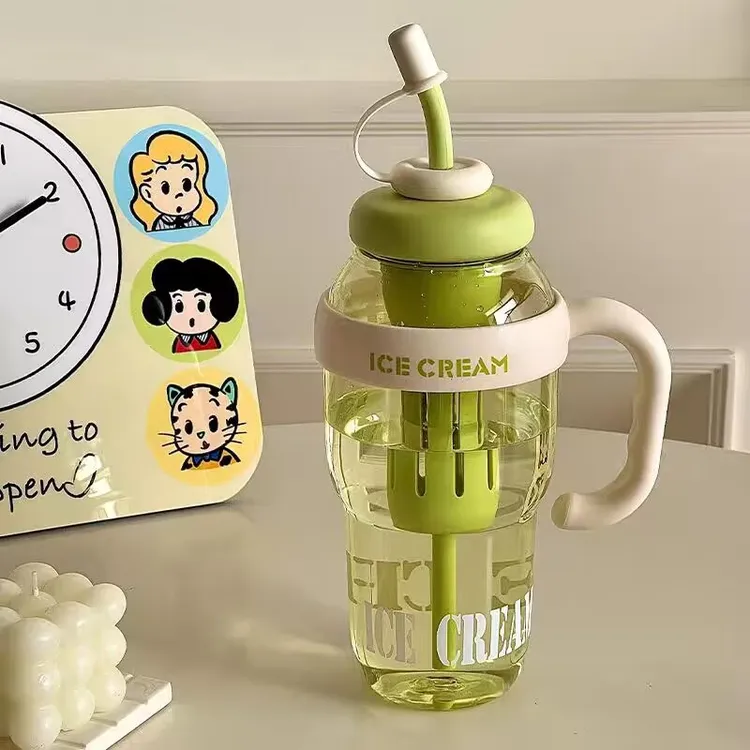 大容量可爱水杯孕妇女士女生大肚杯冰霸吸管杯防摔高颜值夏天杯子