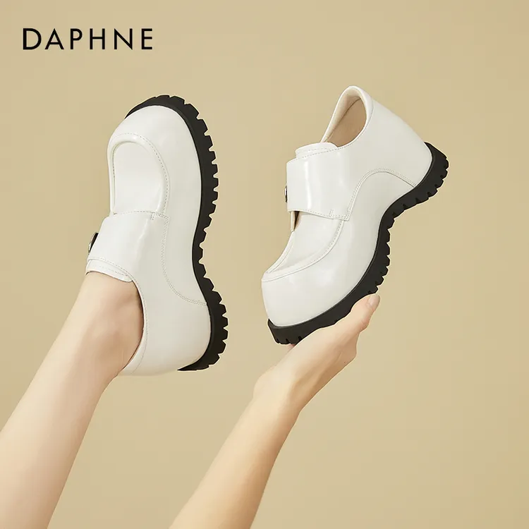 达芙妮厚底乐福鞋女鞋2025春季新款单鞋英伦一脚蹬休闲百搭小皮鞋