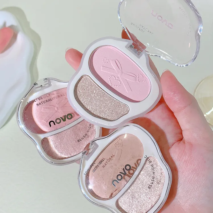 彩妆NOVO甜美邂逅双拼腮红 立体提亮鼻影阴影高光修容腮红一体盘