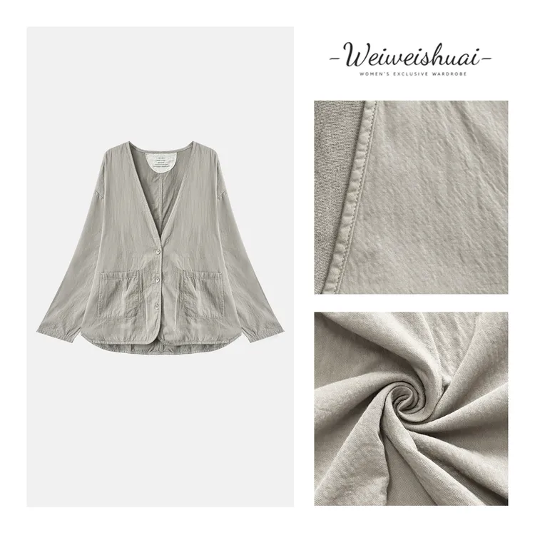 【广州薇姐】初秋韩版复古简约时尚百搭宽松纯色休闲外套3455