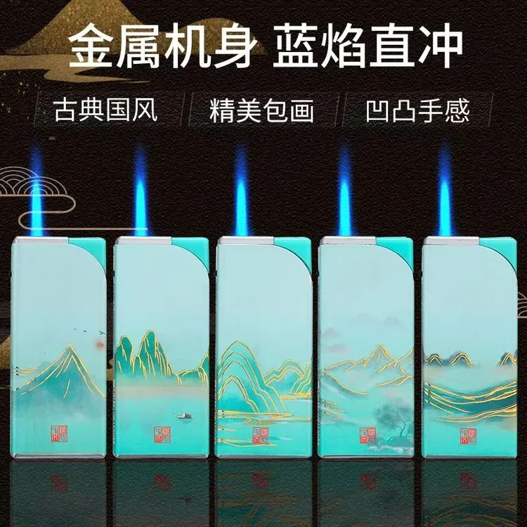 金属国风直冲蓝焰打火机防风打火机防爆批发定制家用送男友礼物