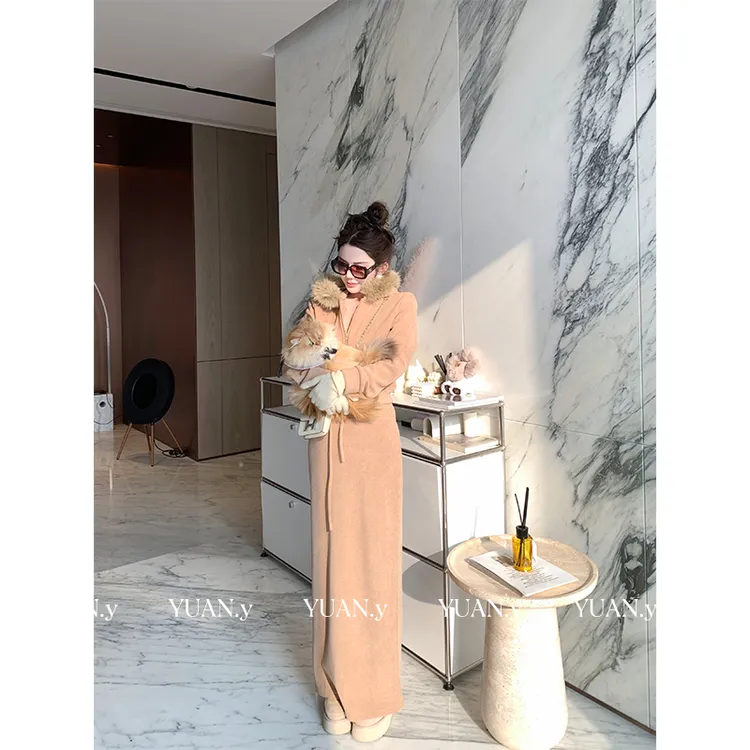 媛媛【时装周进行时】高级感连帽厚实秋冬新款时尚套装女#TZ0820