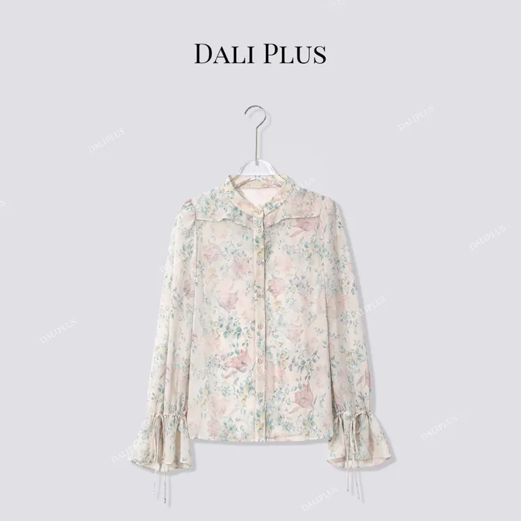 DALI PLUS春日氛围感静奢法式温柔浪漫休闲花卉衬衫-D5LT2045