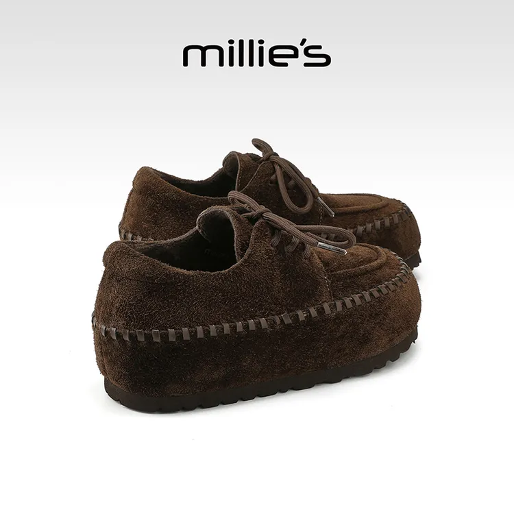 妙丽复古单鞋冬季款2025新款加绒女鞋流光风日系内增高厚底乐福鞋
