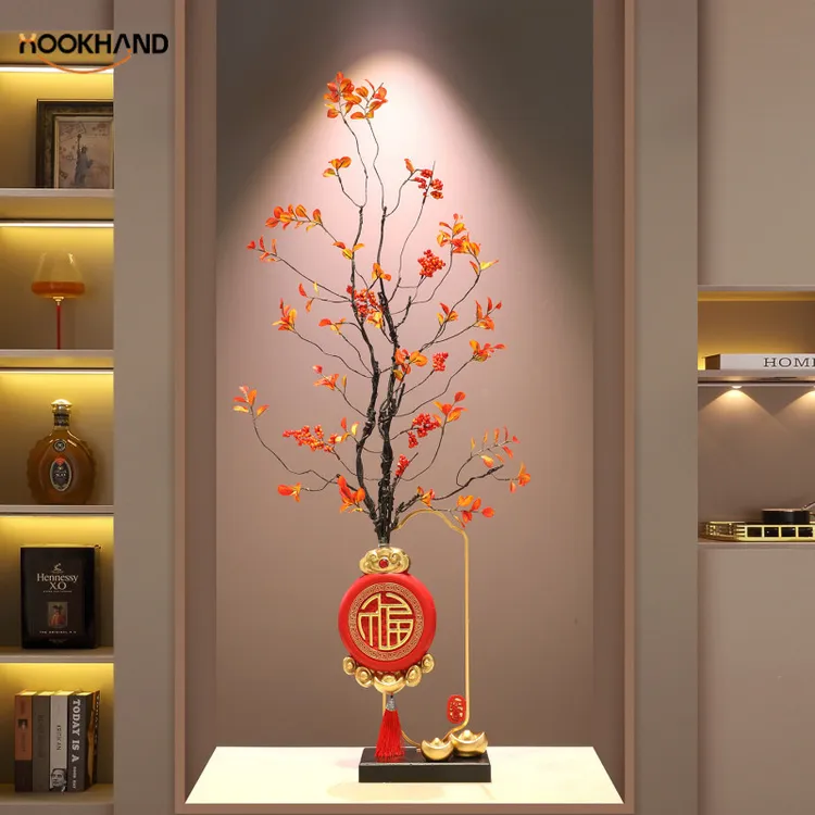 入户玄关屏风竖高档招财花瓶客厅插花电视柜壁龛乔迁新年装饰礼品