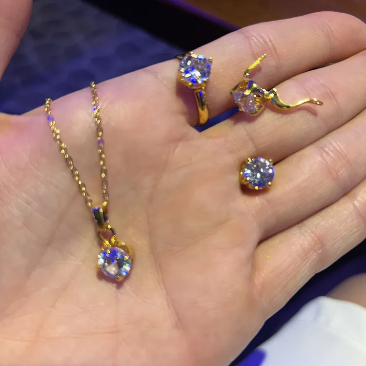 铜合金项链 首饰三件套时尚饰品经典精致轻奢气质复古简约1032