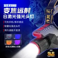 夜鹰四色红蓝白紫灯头灯感应白激光带电量显示旋转变焦