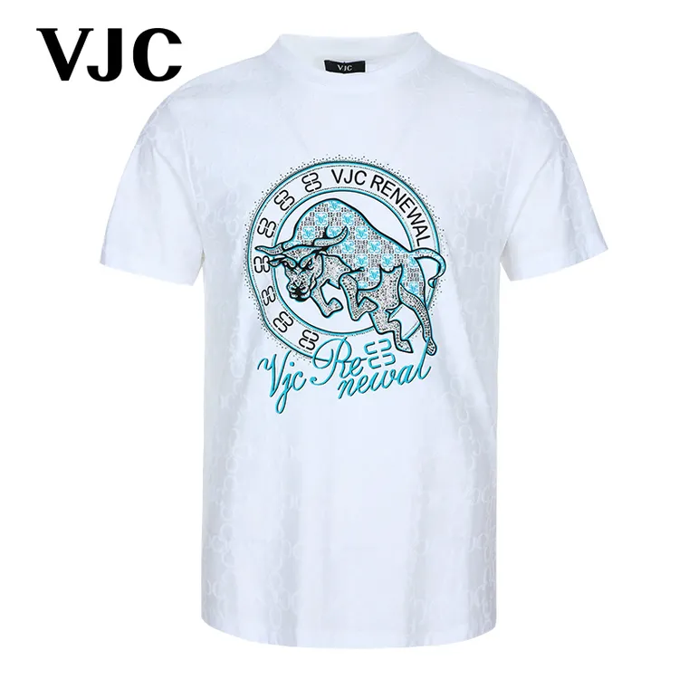 VJC/威杰思【专柜同款】2025春夏新款男装时尚短袖T恤烫钻D25BA1710