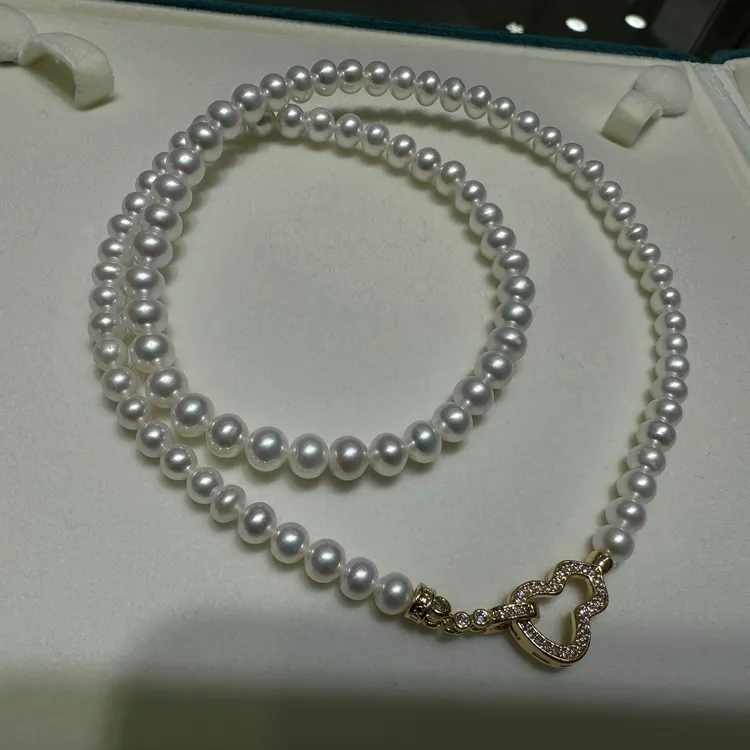 【视频】【女王】天然珍珠/颈饰项链5-6mm/气质颈饰/仙女/时尚/镀金扣