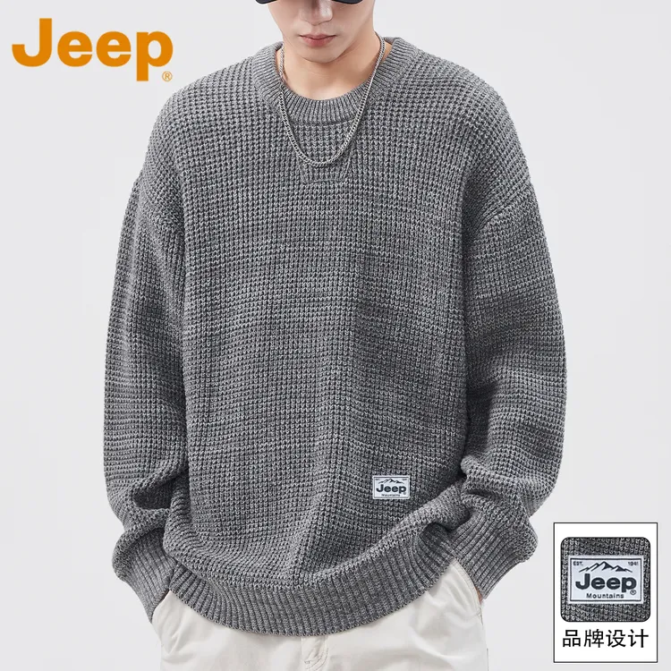 JEEP吉普日系慵懒风毛衣男款秋冬季2025新款针织衫宽松保暖上衣服