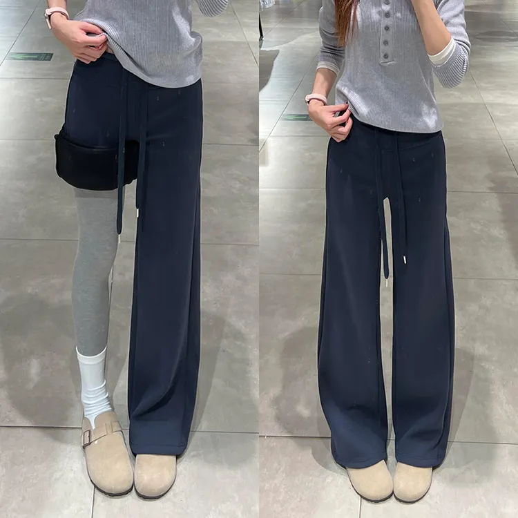 lulu同款加绒运动裤女秋冬2025新款高腰休闲宽松阔腿抽绳直筒裤子