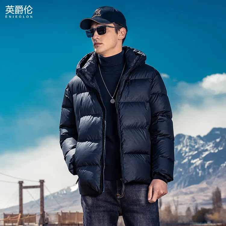 【高蓬大朵白鸭绒】英爵伦加厚连帽羽绒服男冬季保暖防寒外套YR717