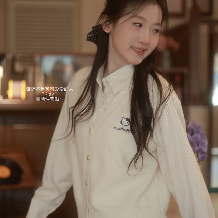 【闵笑一】云间童话 25早秋新款百搭显瘦上衣潮牌女装针织两件套