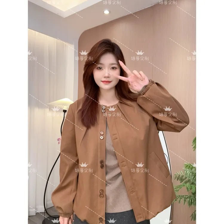 【 婷哥定制 青崖白鹿】秋冬新款大码女装简约长袖宽松外套TGW41683