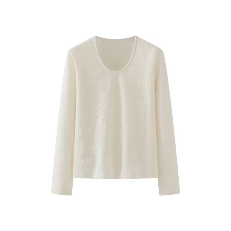 圆领浪漫法式蝴蝶提花蕾丝小衫女设计感气质通勤长袖衬衫