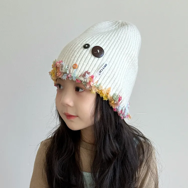 女童帽子秋冬季毛线帽保暖防寒儿童堆堆帽户外女孩针织帽韩版甜美