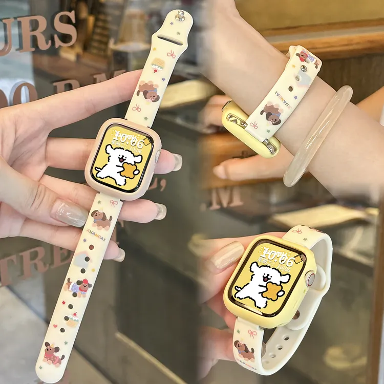 腊肠小狗硅胶表带 适用iwatch手表applewatch苹果S10磁吸s11腕带