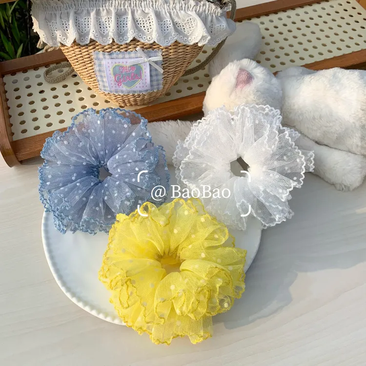 【中号】韩系儿童网纱花边发圈女童可爱扎丸子头发绳高弹力皮筋发饰