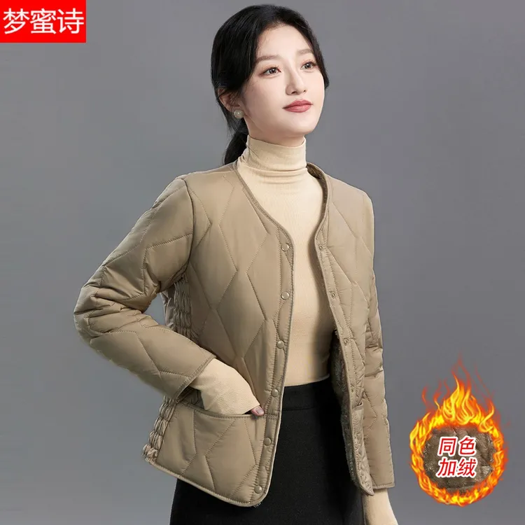 冬季加绒加厚棉衣女2025新款时尚防寒保暖修身外套棉服新款爆款商品图
