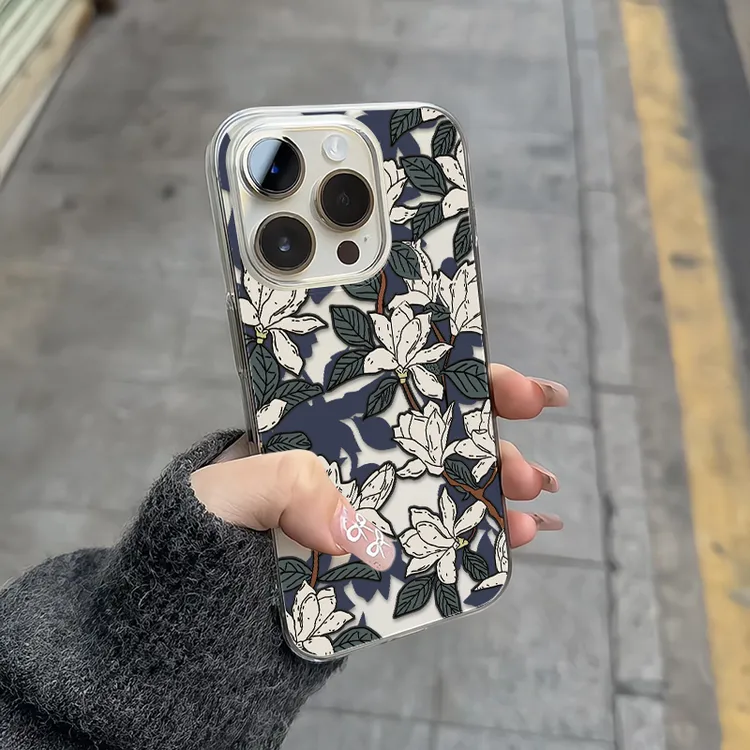奥菲顿满屏玉兰花适用iPhone1615高透手机壳华为vivo小米15oppo套