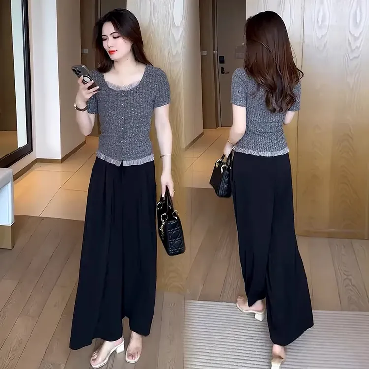 方领短袖T恤女夏薄款2025新款小个子修身显瘦设计感短款圆领上衣