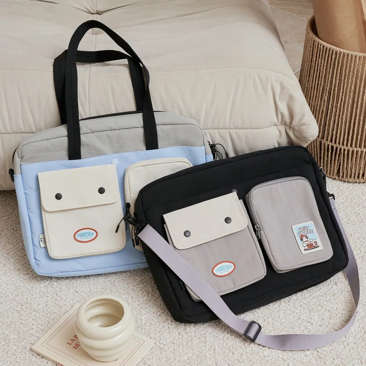 Pumzika原创单肩斜挎电脑包撞色14/15.6/16寸笔记本有拉杆箱带