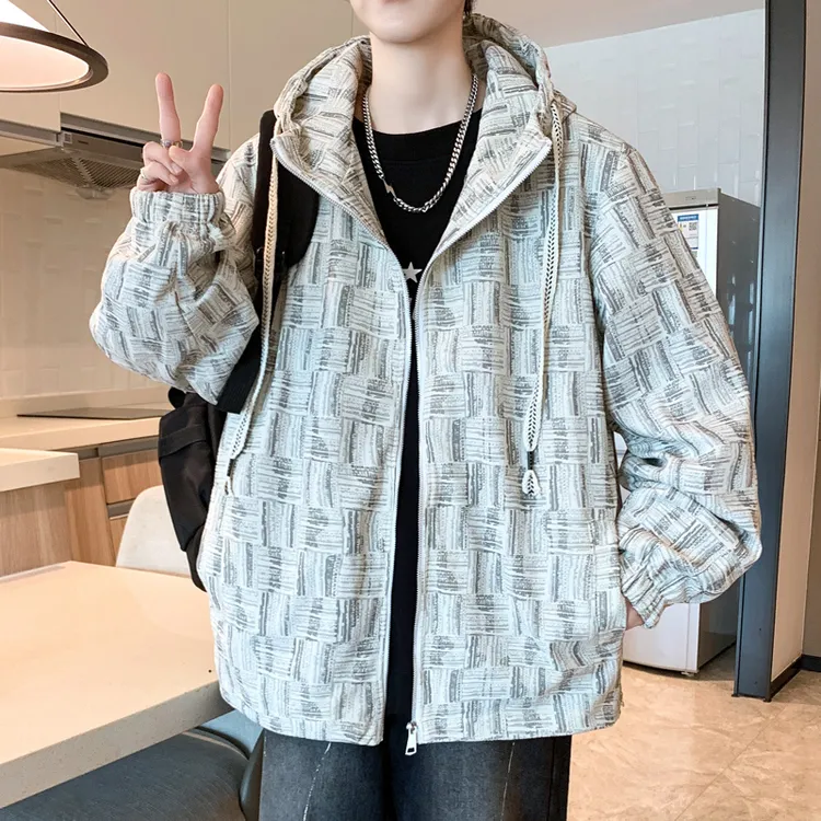 2025新款秋季男款满印条纹开衫休闲夹克青少年卫衣外套条纹百搭