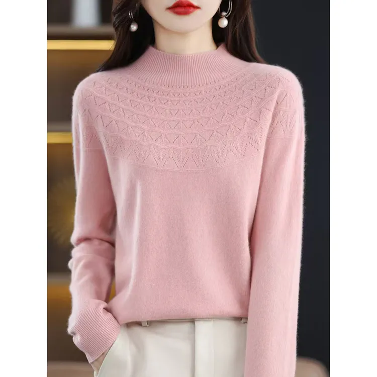 B 门店5&99！麦田羊毛衫」100%绵羊毛一线成衣半高领毛衣上衣C24707