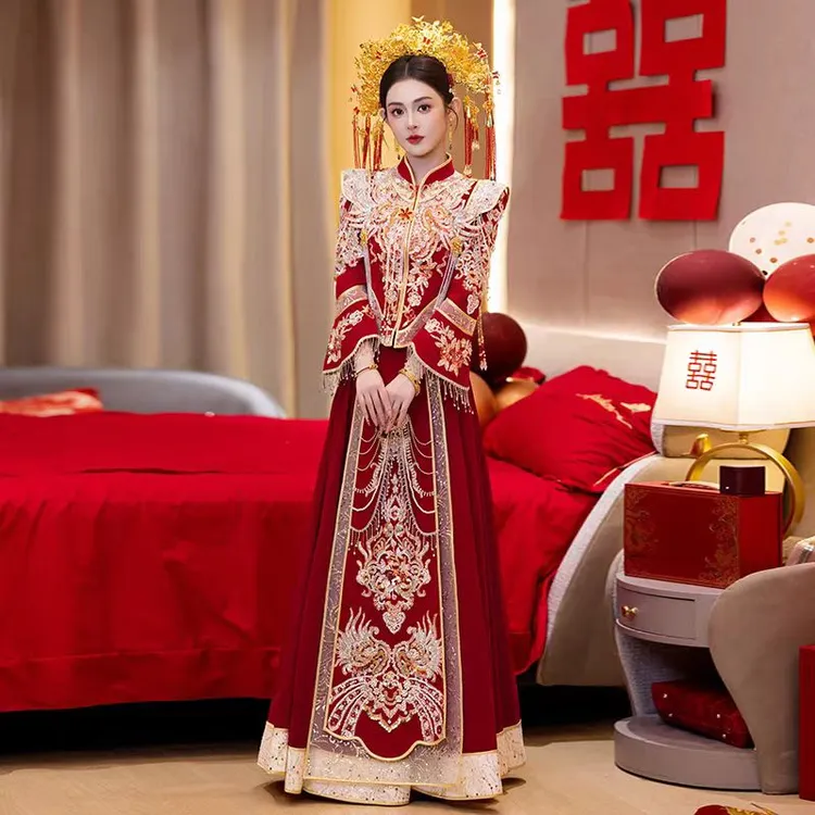 新娘秀禾2025秋冬新款奢华敬酒服典雅中式嫁衣结婚礼服出阁服女