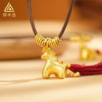 领丰金999黄金富贵小马儿吊坠项链纯金马年情侣生日送礼物流苏