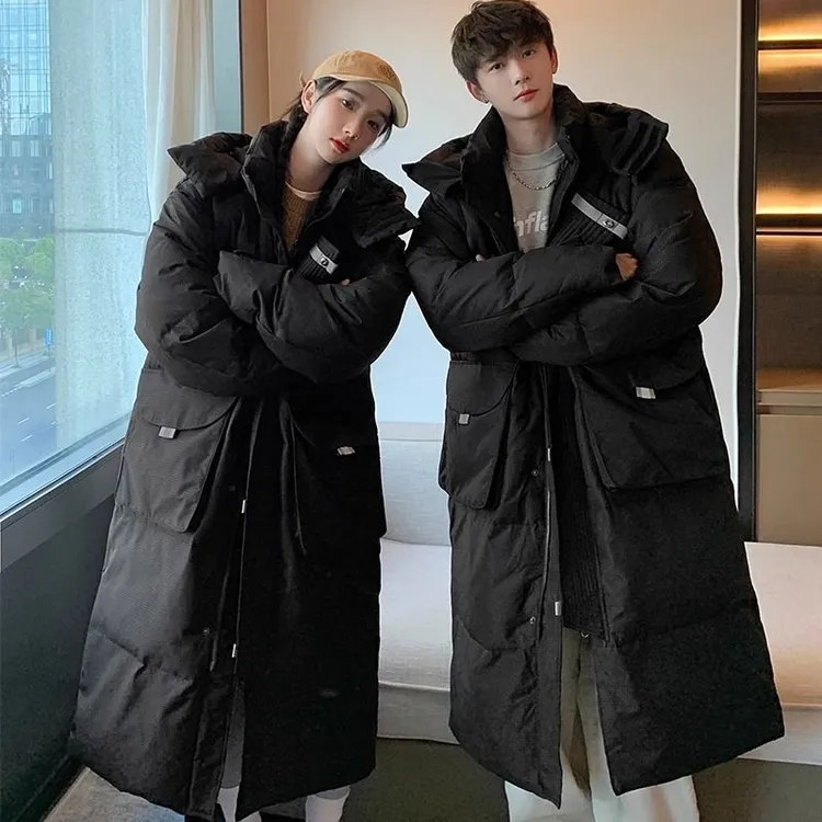 鸭鸭大师中长款羽绒服男冬季新款美式休闲大码潮牌户外加厚学生情