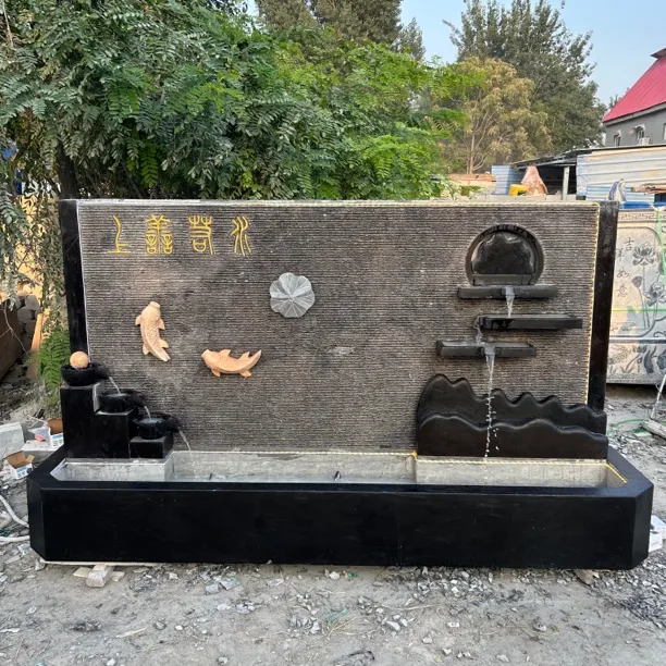 青石材质石雕流水摆水幕墙庭院景观装饰摆件