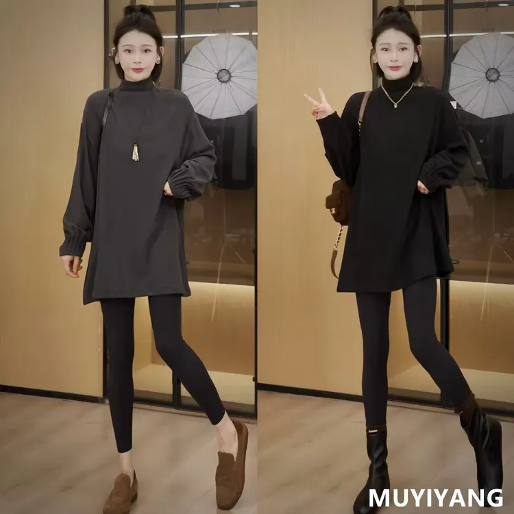 【烟叙】小众高级感双面德绒半高领高定打底衫 衣长76 25-549#