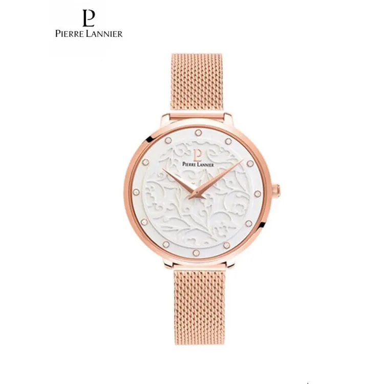 连尼亚手表女法国浮雕系列钢带石英腕表时尚简约PL腕表礼物送女友