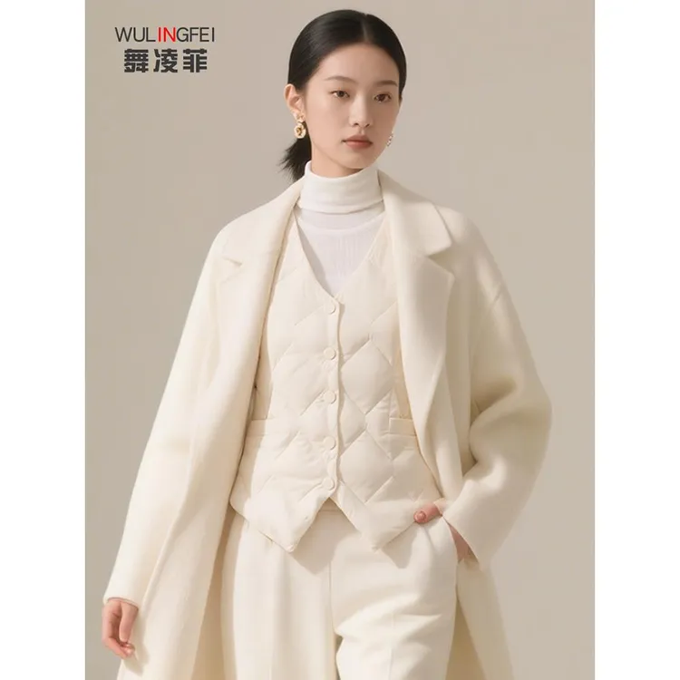 品牌撤柜绒服内胆女修身轻薄保暖背心大衣内搭打底V领坎肩马甲内