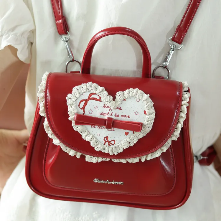 原创设计红色包包高级感通勤双肩包日常百搭质感单肩斜挎包婚包女