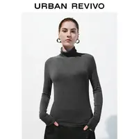 UR2025冬季新款女装休闲高立领短款修身长袖T恤UWB450068