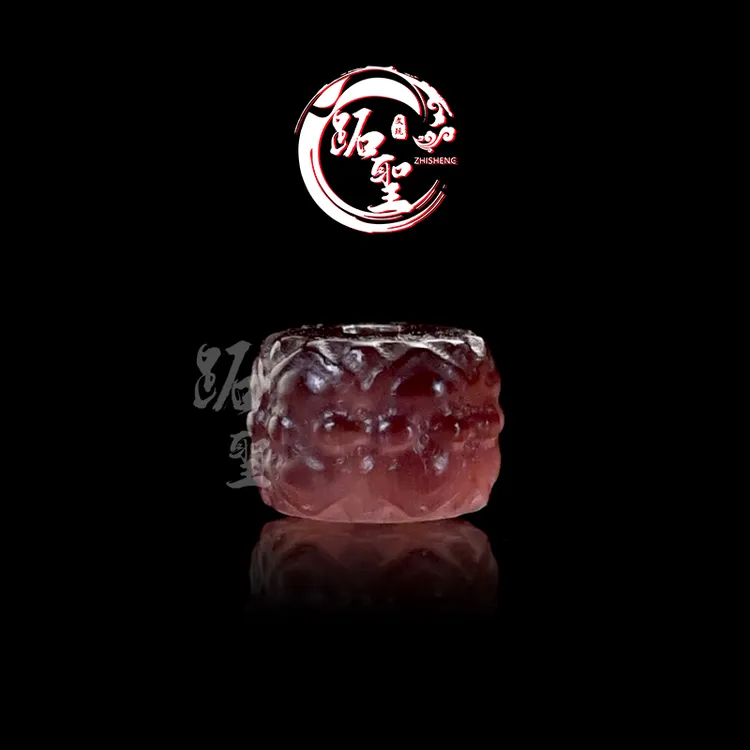 0.8CM猫眼石并蒂莲老型桶珠深紫色单珠文玩手串手链配饰配珠散珠