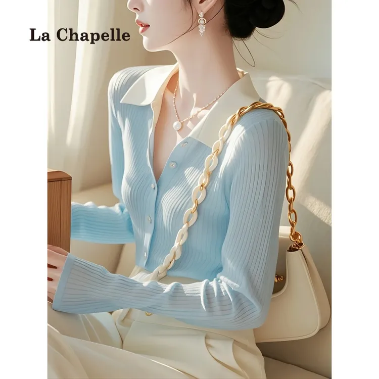 拉夏贝尔春秋外搭针织开衫女薄款长袖上衣设计感小众高级毛衣外套